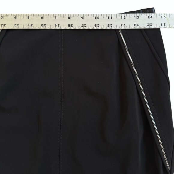 Yigal Azrouël Leather Trim Mini Skirt Size 6 Exposed Zippers Edgy Office Siren - Picture 7 of 11